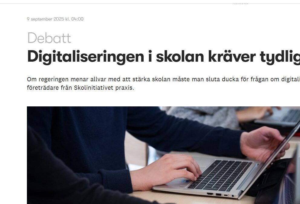 Digitaliseringen i skolan kräver tydliga ramar och ansvar